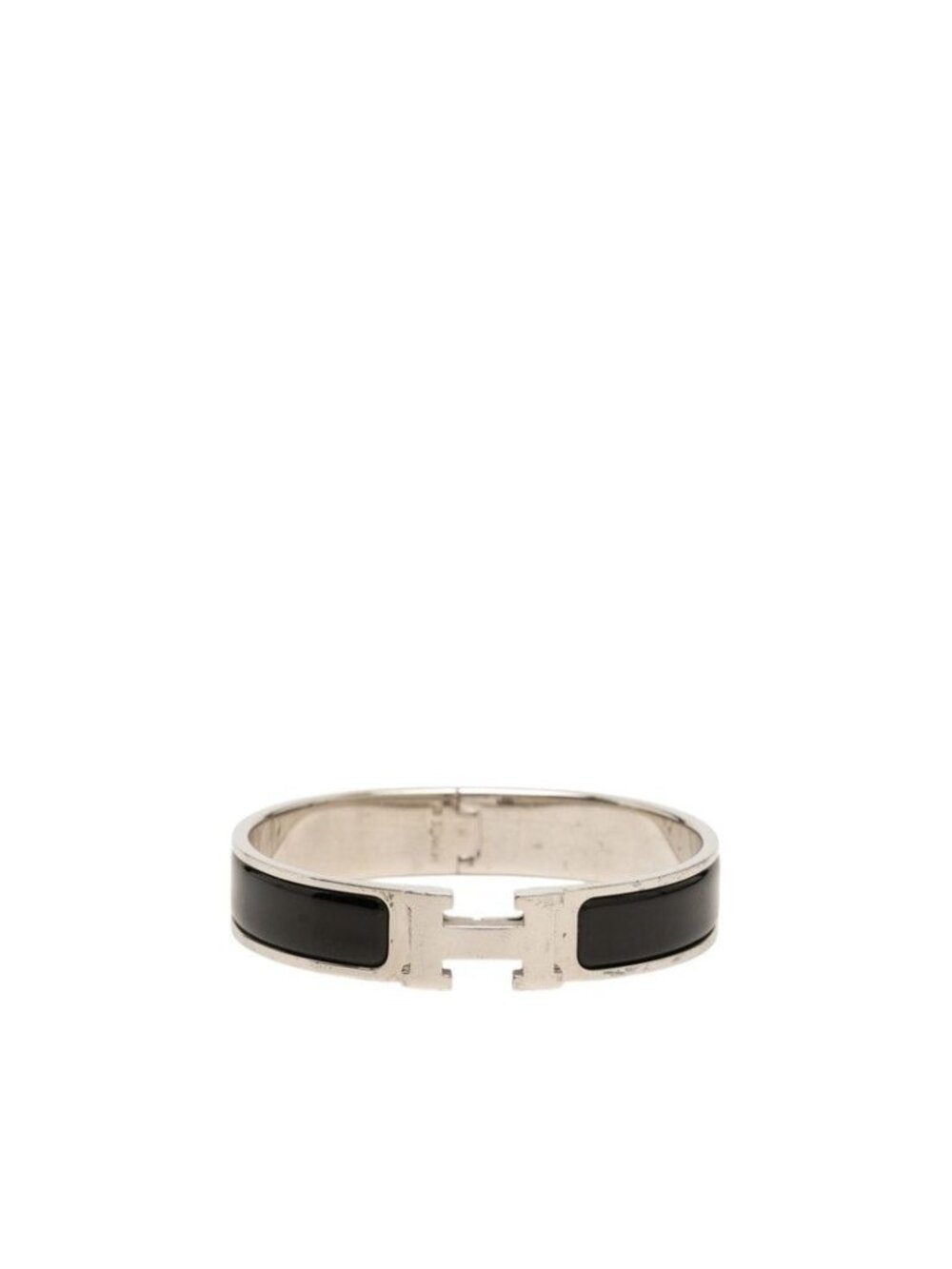 Hermes Click PM Bracelet Silver Black Metal Enamel